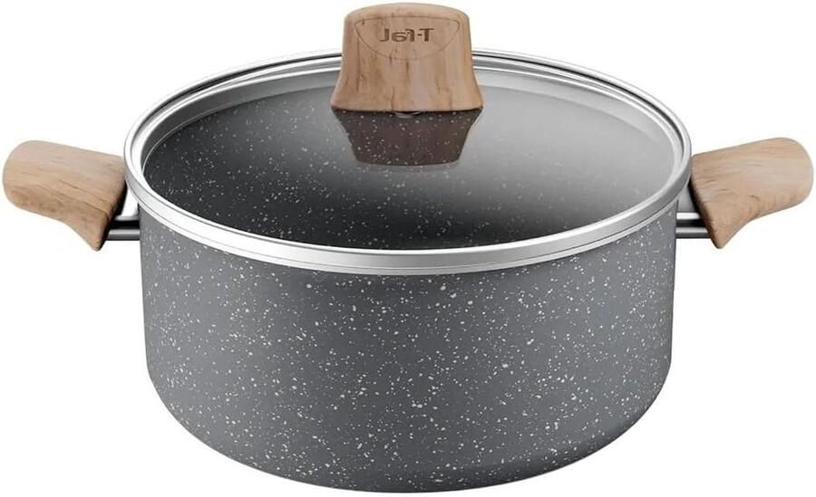 Kookpan met Deksel Sauspan Faitout Gezond Koken Minerale Antiaanbaklaag 24 cm Grijs - Foto 1