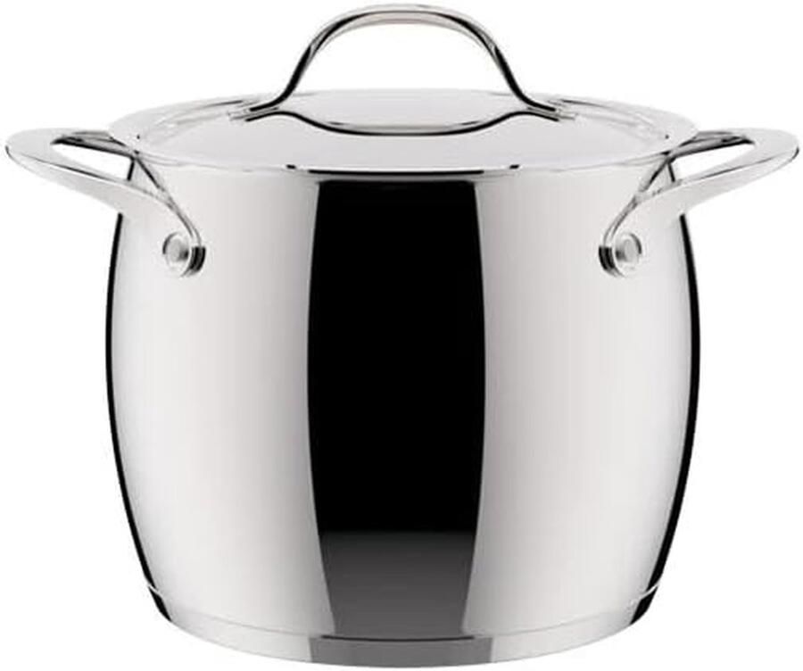 Kookpan met deksel Sauspan Inductie Koken op Inductie Lagotherm Bodem Ø 18 cm Gepolijst RVS