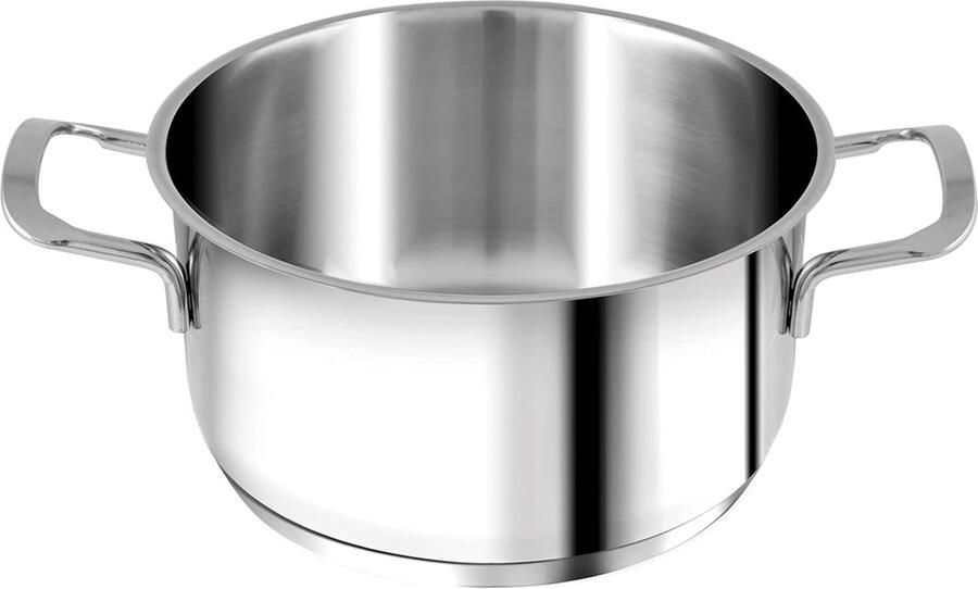 Kookpan Met Deksel Sauspan Steelpan Koken Inductie Dubbele Handgrepen Glas 22 cm 4.5 Liter Wit