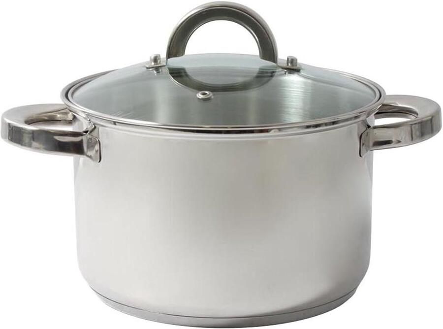 Kookpan met deksel Sauspan Steelpan Koken op inductie Thermostralende bodem 16 cm 2.5 Liter Zilver