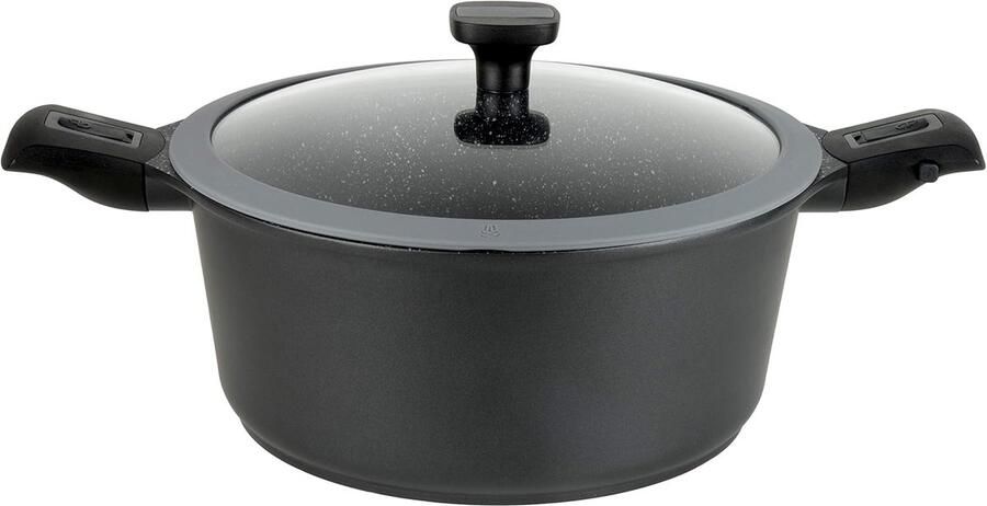Kookpan met deksel Sauspan Veelzijdig koken Afneembare handgrepen 20 cm diameter Zwart