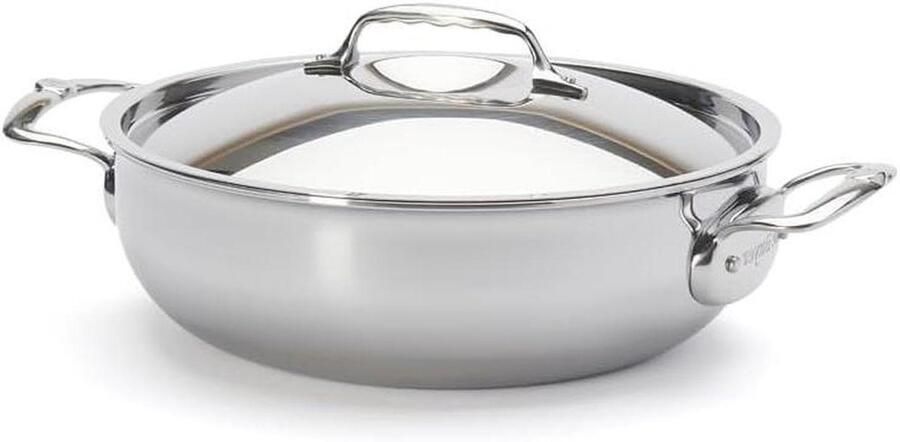 Kookpan met deksel Sautoir pan Professioneel koken Snelle temperatuurwisseling 28 cm Grijs