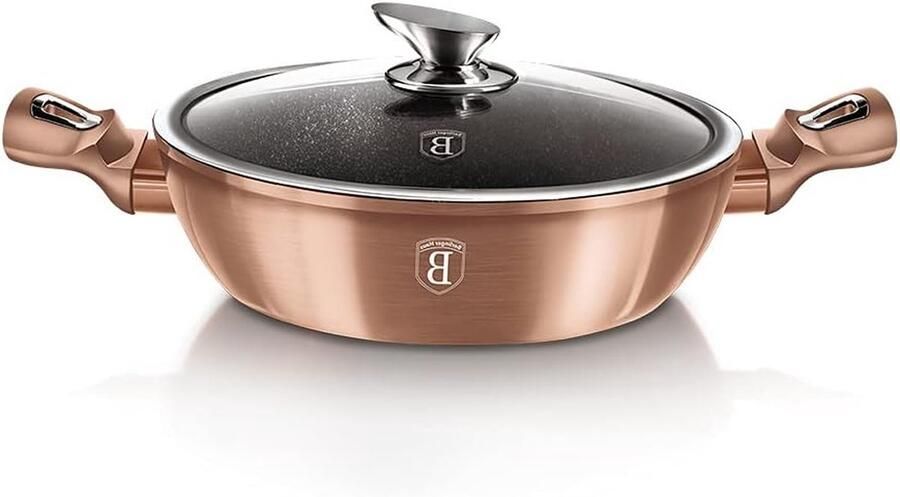 Kookpan met deksel Soeppan Braadpan Lekker Koken Marmercoating Handvat Ø28cm 3.8L Roségoud