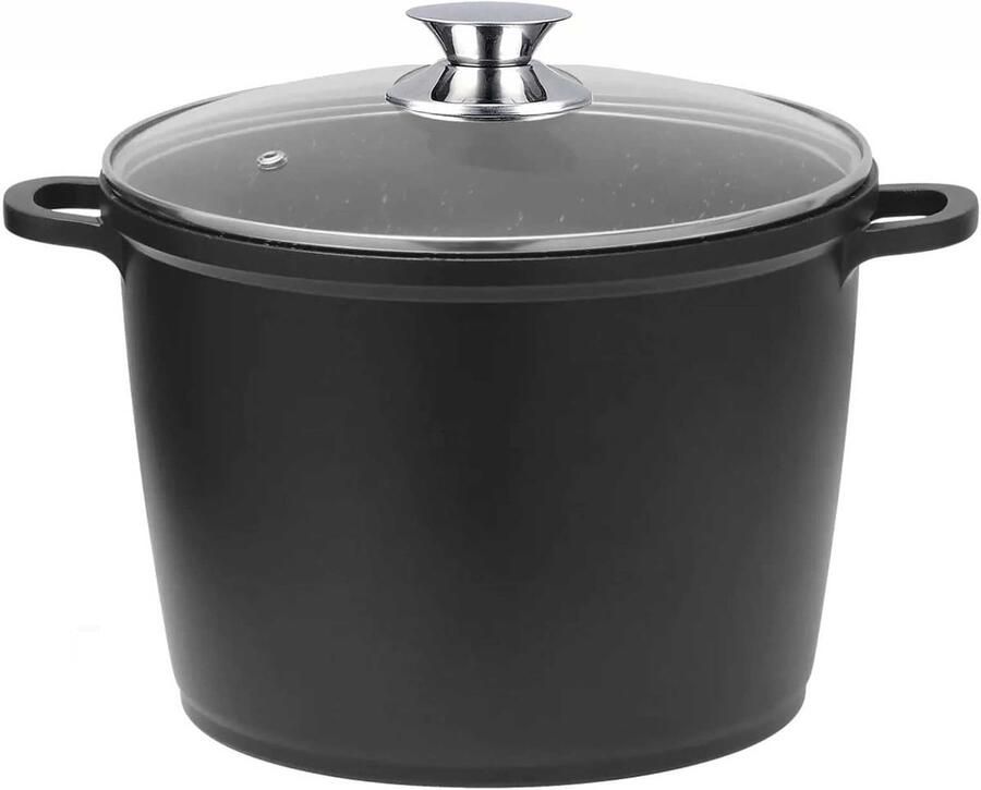 Kookpan met Deksel Soeppan Braadpan Stoofschotels Bereiden Gegoten Aluminium 24 cm Zwart