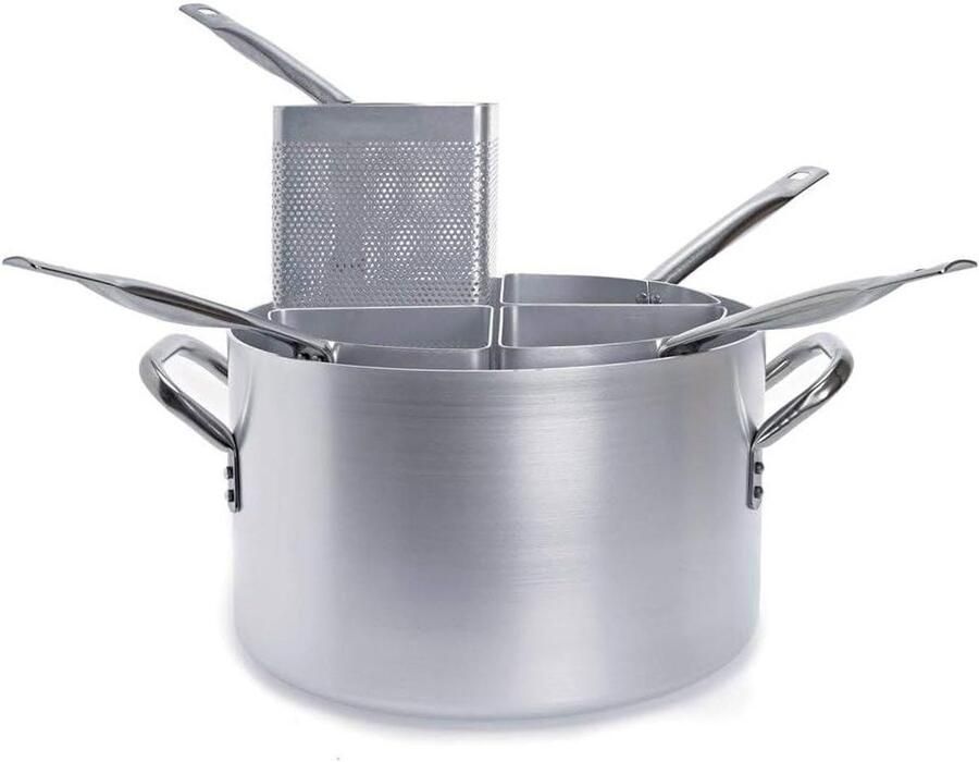 Kookpan met deksel Soeppan Grote Gelijkmatig koken 3mm dik aluminium 30 liter Zilver