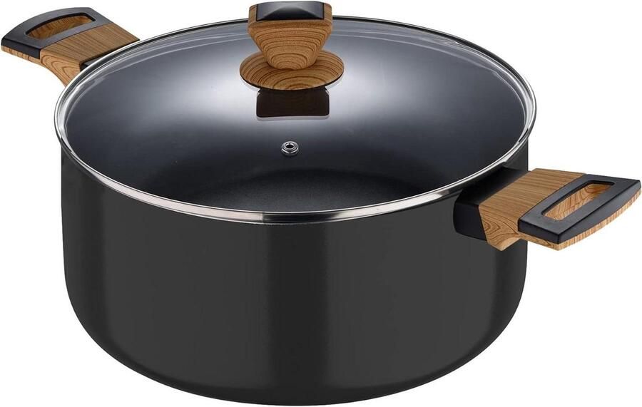 Kookpan met Deksel Soeppan Steelpan Koken aan Huis Geperst Aluminium 20 cm Zwart