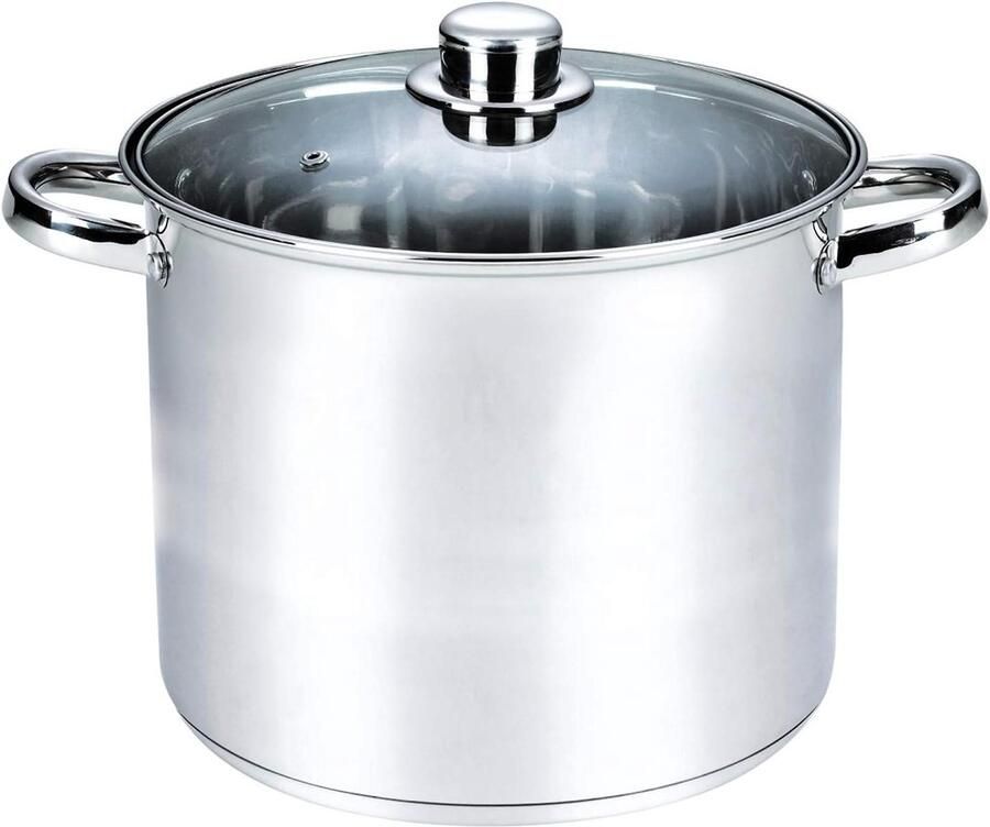 Kookpan met deksel Soeppan Stoofpan Koken en stoven 3-laags aluminium thermobodem 17 liter Zilver