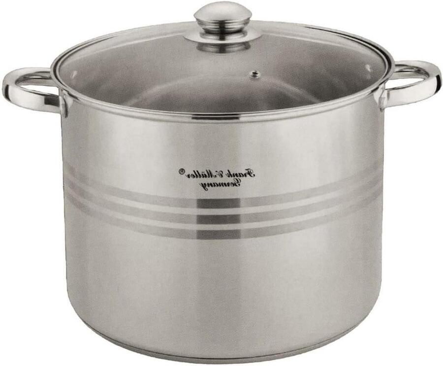 Kookpan met deksel Soeppan Stoofpan Koken op alle warmtebronnen Universele thermische bodem Ø 28 cm Zilverkleurig