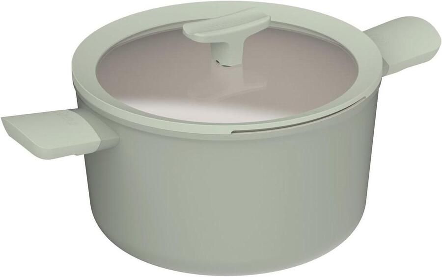Kookpan met deksel Soeppan Stoofpan Langzaam Koken Keramische antiaanbaklaag 24 cm diameter Zilver