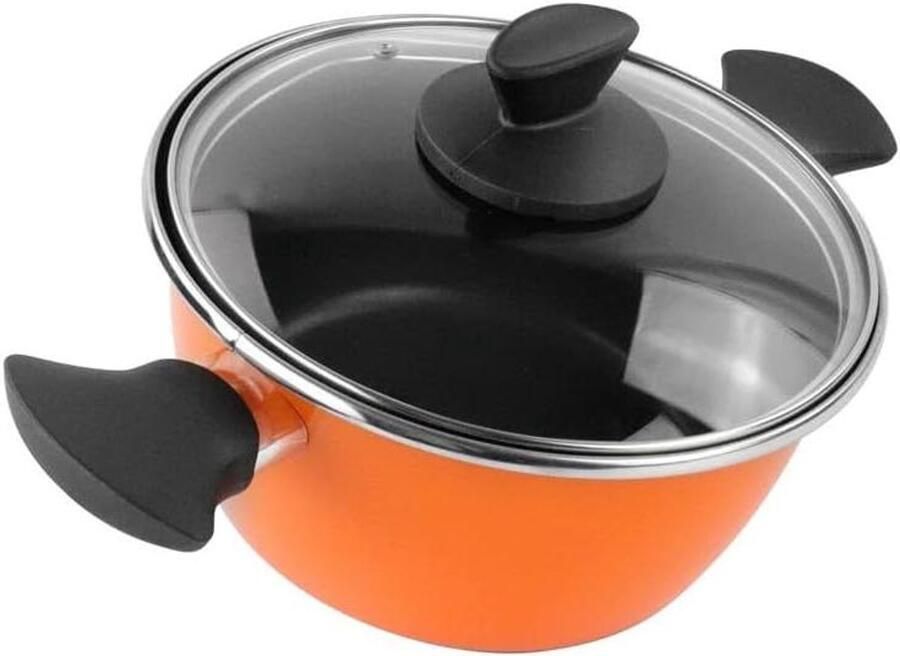 Kookpan met deksel Steelpan Koken en Garen Energiebesparend ontwerp 20 cm Oranje