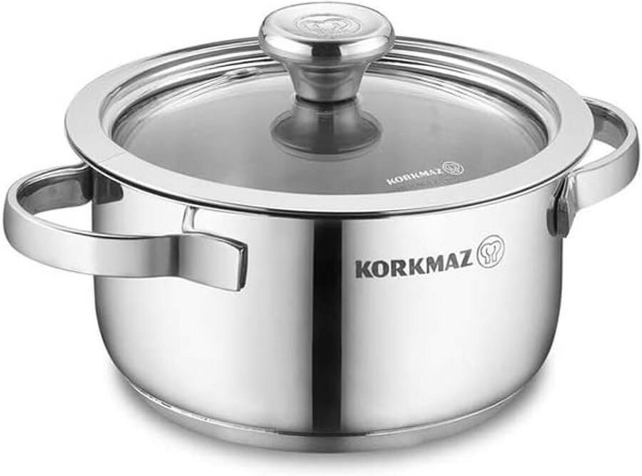 Kookpan met deksel Steelpan mini Kleine porties koken Triplex capsule bodem 0.79 liter Zilver