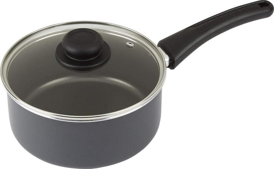 Kookpan met Deksel Steelpan Sauspan Dagelijks Koken Antiaanbaklaag 2.8 Liter Zwart