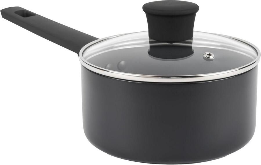 Kookpan met Deksel Steelpan Sauspan Gezond Koken 10x Sterker Anti-aanbaklaag 18 cm Zwart