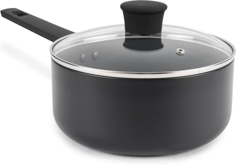 Kookpan met Deksel Steelpan Sauspan Gezond Koken 10x Sterker Anti-aanbaklaag 20 cm Zwart