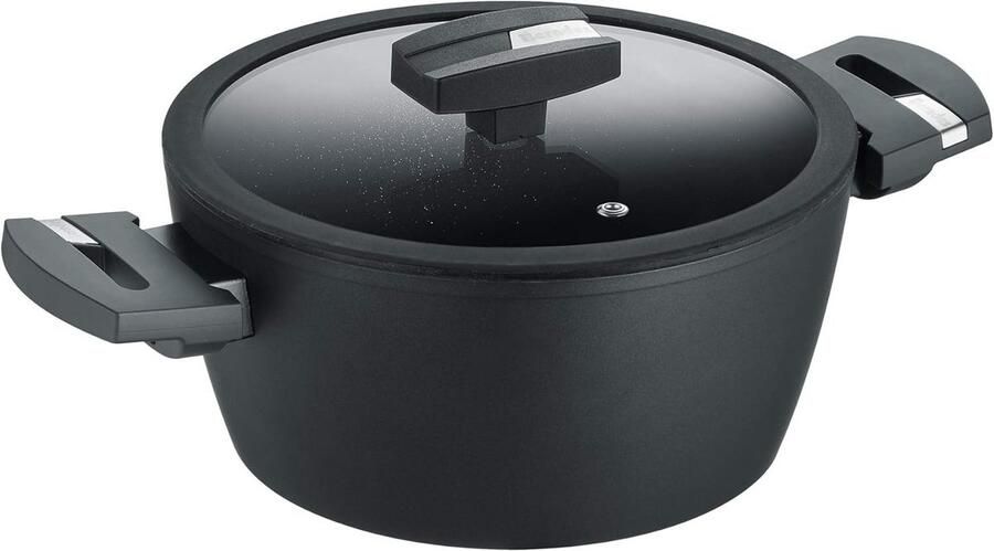 Kookpan met deksel Steelpan sauspan Vetarm koken Krasbestendige antiaanbaklaag 20 cm diameter Zwart