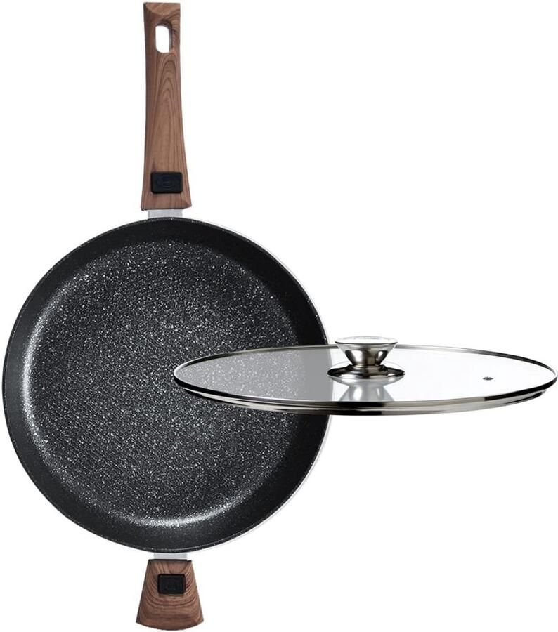 Kookpan met Deksel Steelpan Serveerpan Gezond Koken Afneembare Handgreep 32 cm Aluminium