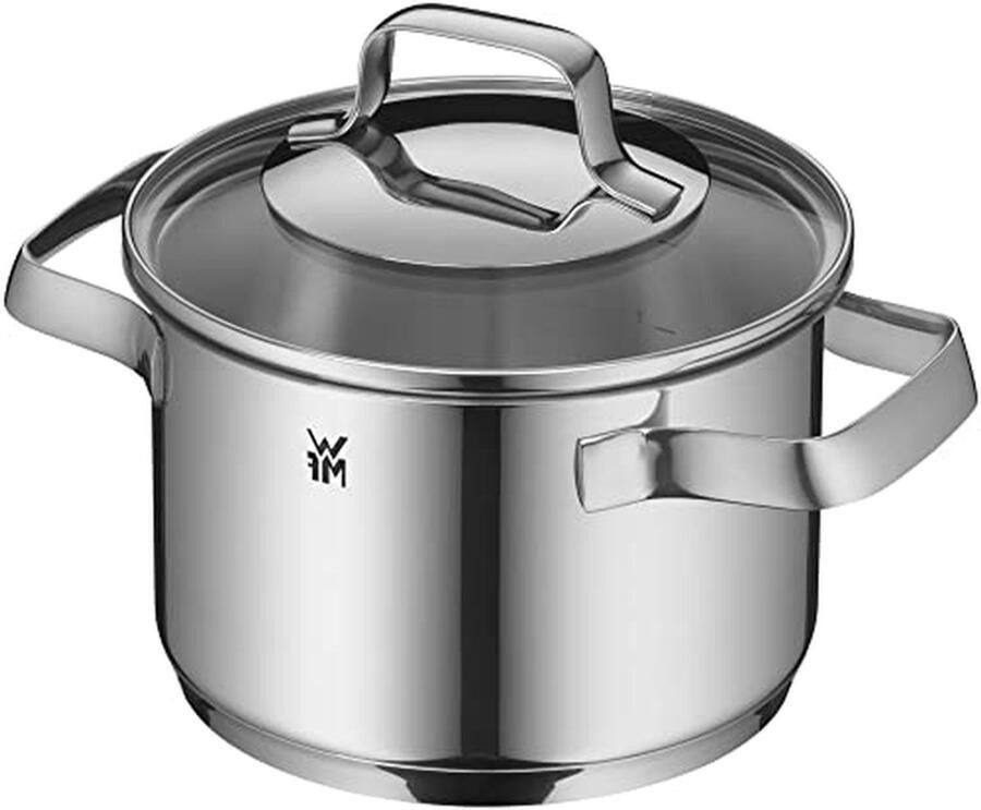 Kookpan met deksel Steelpan Soeppan Koken op inductie Energiebesparend koken 16 cm 1.9 L Zilverkleurig