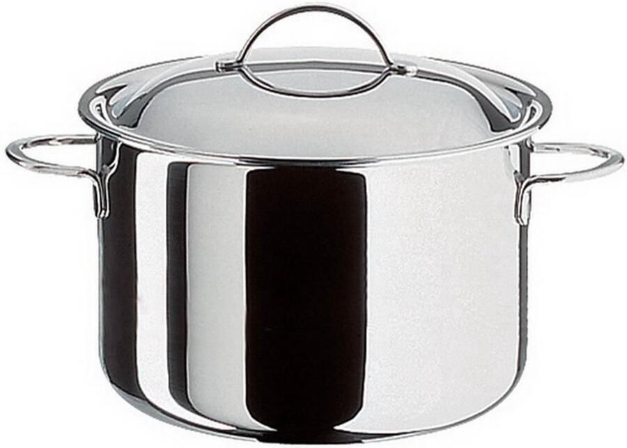 Kookpan met deksel Stoofpan Braadpan Lange Garing 5-laags Materiaal 24 cm Diameter Zilverkleurig
