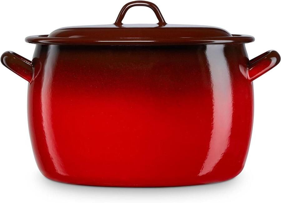 Kookpan met deksel Stoofpan Emaille Klassiek Koken Alle Warmtebronnen 18 cm 4 Liter Rood