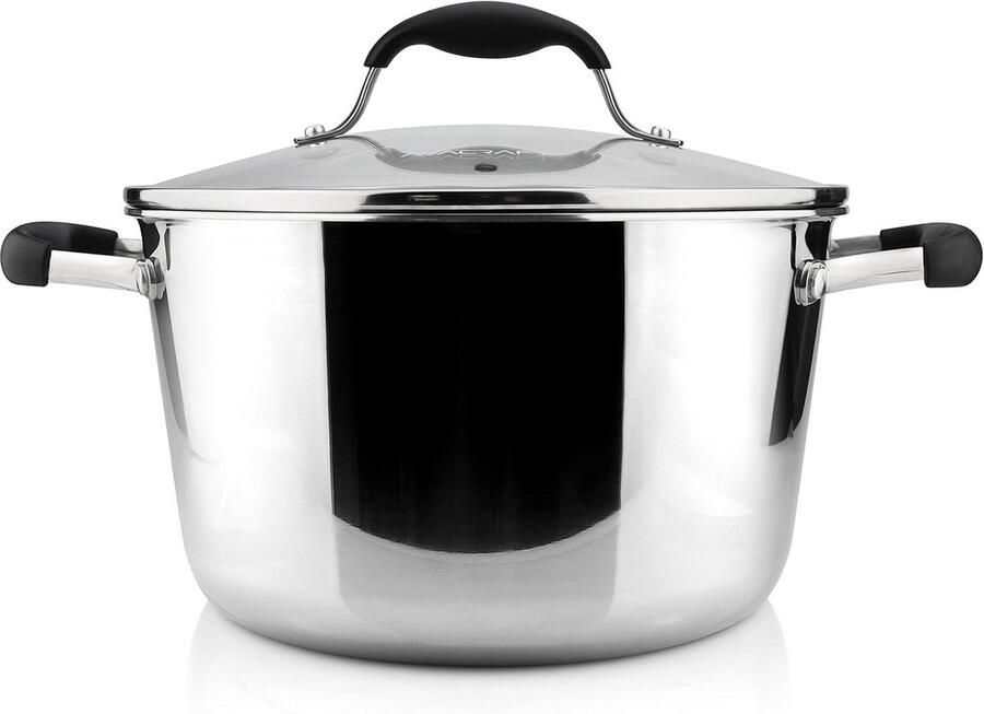 Kookpan met Deksel Stoofpan Hapjespan Veelzijdig Koken Tri-ply Warmteverdeling 5 Quart Zilverkleurig