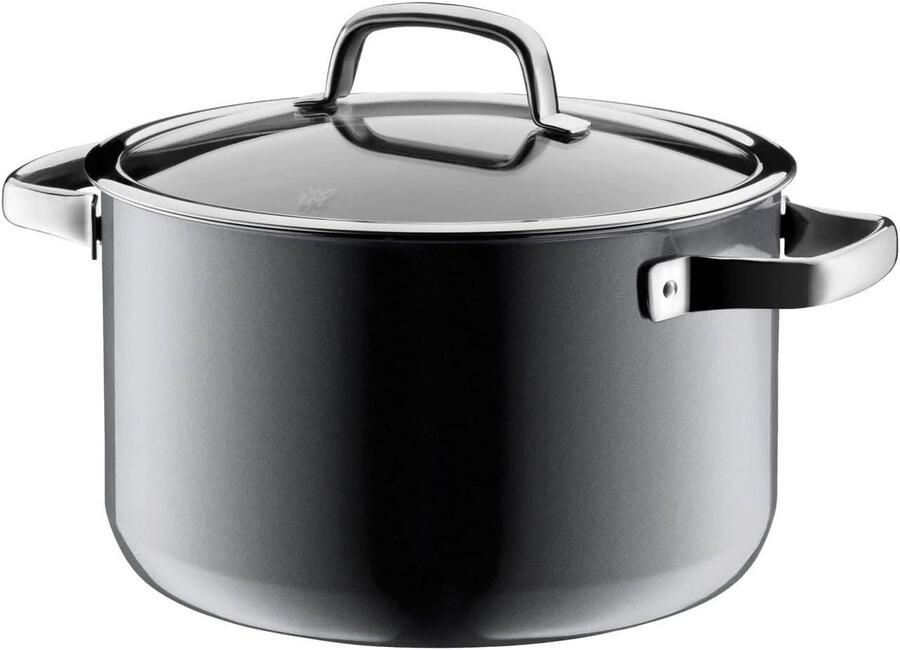 Kookpan met Deksel Vleespan Stoofpan Stoofschotels Maken Krasbestendig Keramisch Materiaal 24 cm 6.4 L Grijs