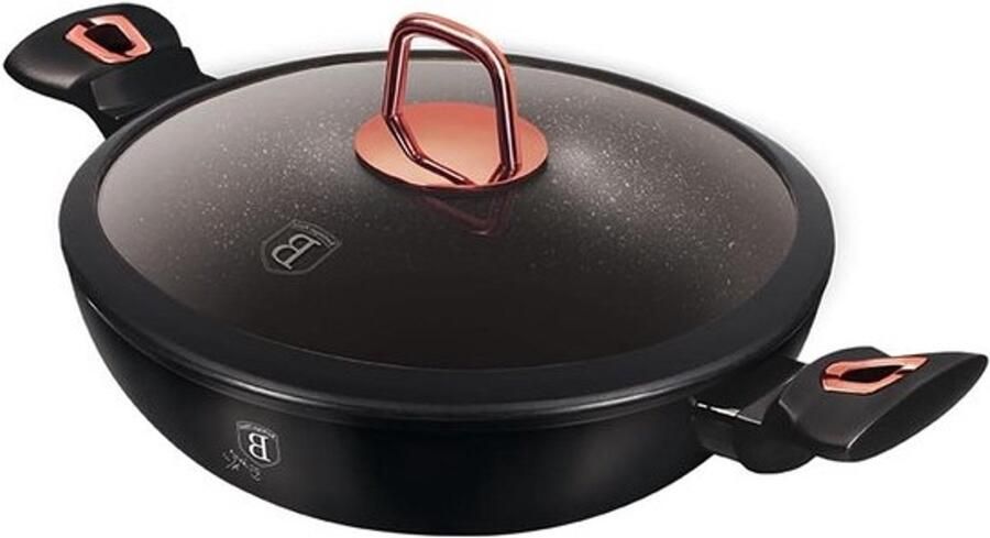 Kookpan met deksel Wokpan koekenpan Lekker koken Drielaagse antiaanbaklaag 30 cm Zwart
