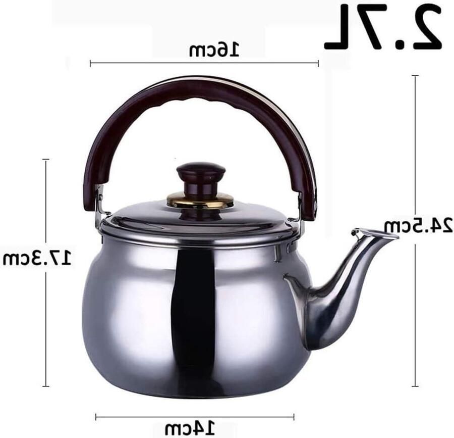 Kookpan met Fluitje Waterkoker RVS Water Koken Universele Bodem 2.7 Liter Zilverkleurig