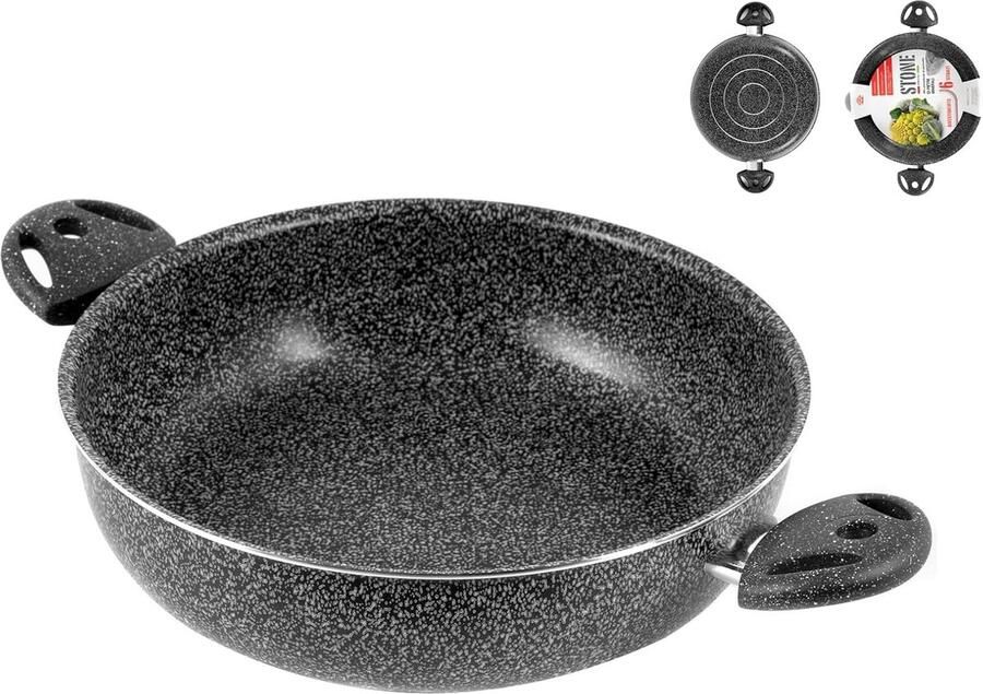 Kookpan met handgrepen Antiaanbak pan Lekkere maaltijden maken Steenlook afwerking 24 cm Antraciet