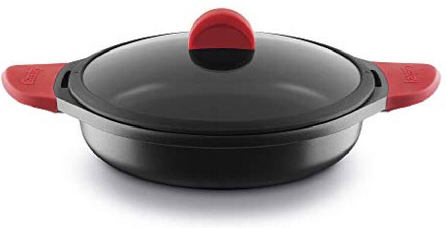 Kookpan met lage inductiekookplaat 36 cm met deksel voor gezonde voeding