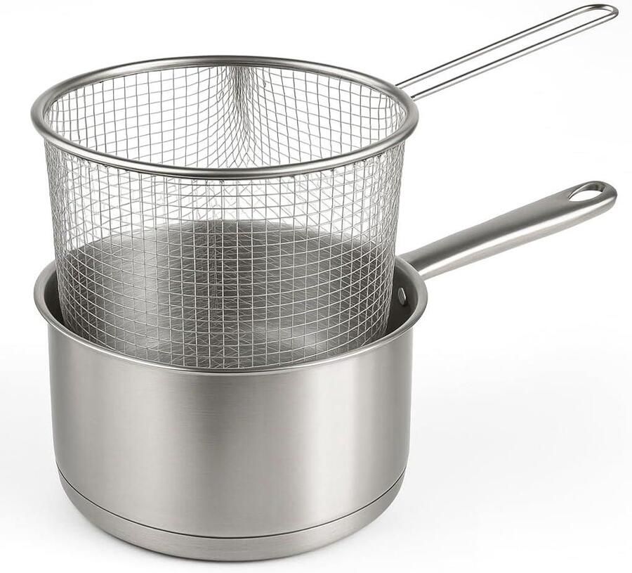 Kookpan met mand Melkpan roestvrij Koken op inductie Roestvrij staal Ø 16 cm Zilverkleurig