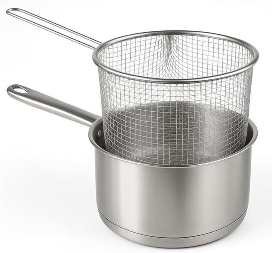 Kookpan met mand RVS-melkpan Koken en verwarmen Geschikt voor inductie Ø 16 cm Zilverkleurig
