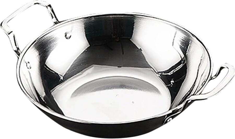 Kookpan Platte Bodem Koekenpan Wok Dagelijks Koken Roestvrij Staal 10 Inch Zilver