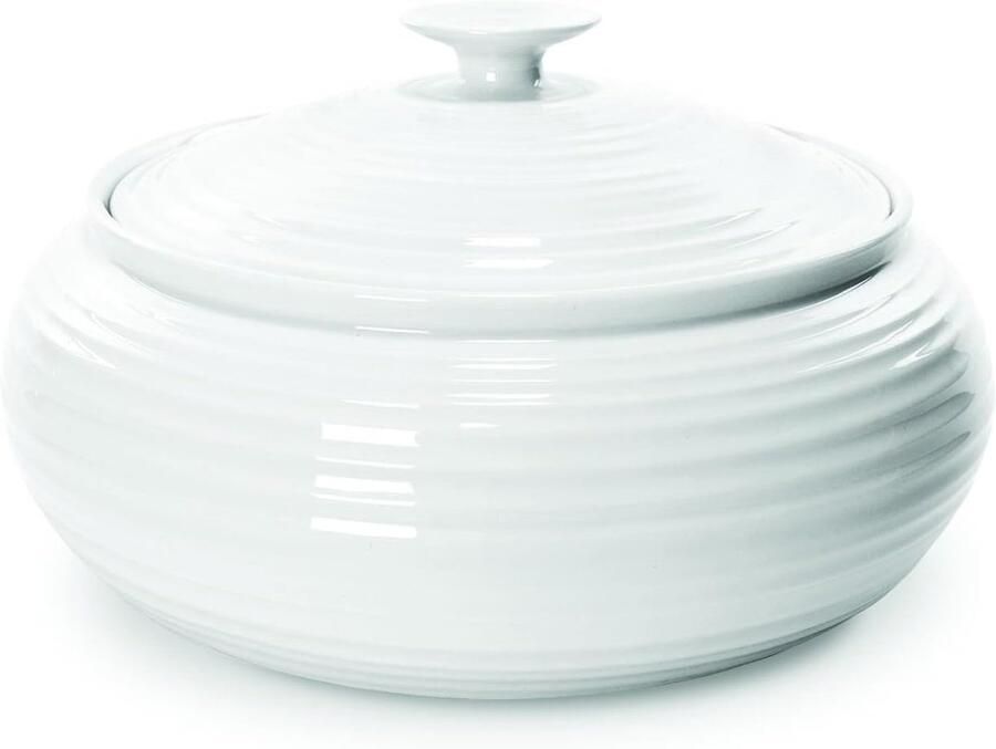 Kookpan Porselein Stoofpan Koken en Serveren Oven Magnetron Vaatwasserbestendig 3.4 Liter Wit