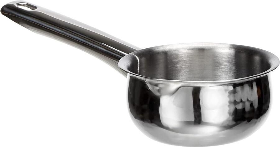 Steel Kookpan Steelpan Sauspan Sauzen Maken Met Hendel 10 cm Zilver