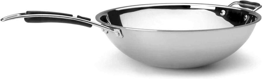 Kookpan Roerbakpan Professioneel Koken Tri-Metal Constructie 36 cm Zilver