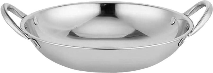 Kookpan Roestvrij Staal Koekenpan Wok Thuis Koken Snel Gelijkmatig 31 cm Zilver