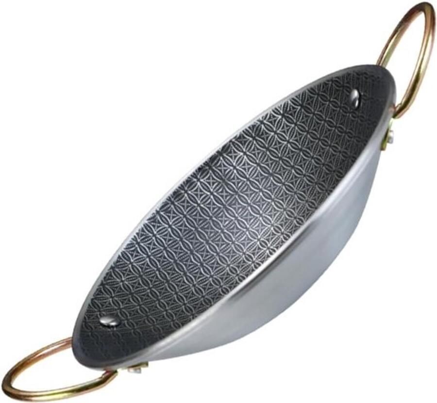 Kookpan Roestvrij Staal Paellapan Hotpot Thuis Koken Dubbele Handgrepen 26x25.5x6cm Zilver