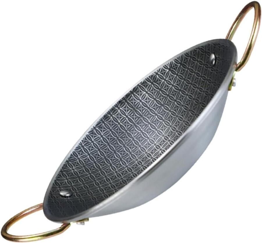 Kookpan Roestvrij Staal Paellapan Hotpot Thuis Koken Dubbele Handgrepen 26x25.5x6cm Zilver