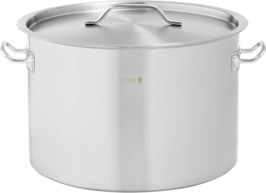 Kookpan Roestvrij Staal Soeppan Inductie Grote Porties Koken Drielaagse Bodem 23 Liter Zilver