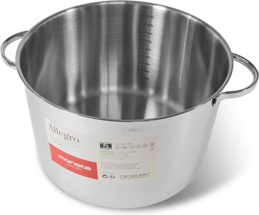 Kookpan Roestvrij Staal Soeppan Steelpan Mee Koken Sandwichbodem Inductie 24 cm 75 Liter Geborsteld
