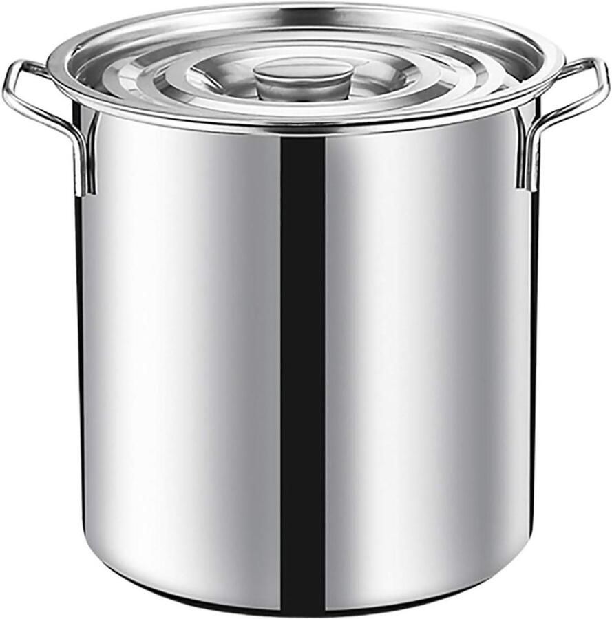 Kookpan Roestvrij Staal Soeppan Stoofpan Gelijkmatig Koken Drielagig Composiet 58 Liter Zilverkleurig