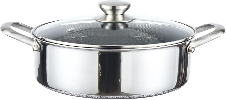 Kookpan Roestvrij Staal Stoofpan Braadpan Inductie Koken Honingraat Anti-aanbak 24 cm 2.2L