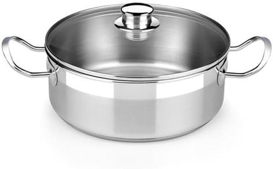 Kookpan RVS Soeppan Koken Professioneel Deksel 24 cm Zilverkleurig