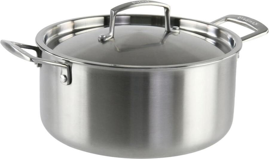 Kookpan RVS Soeppan Stoofpan Gezond Koken Triply Bodem 32 cm 11 Liter Zilverkleurig