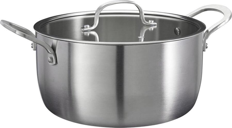 Kookpan RVS Soeppan Stoofpan Maaltijden Bereiden Gelijkmatige Warmteverdeling 24 cm Zilver