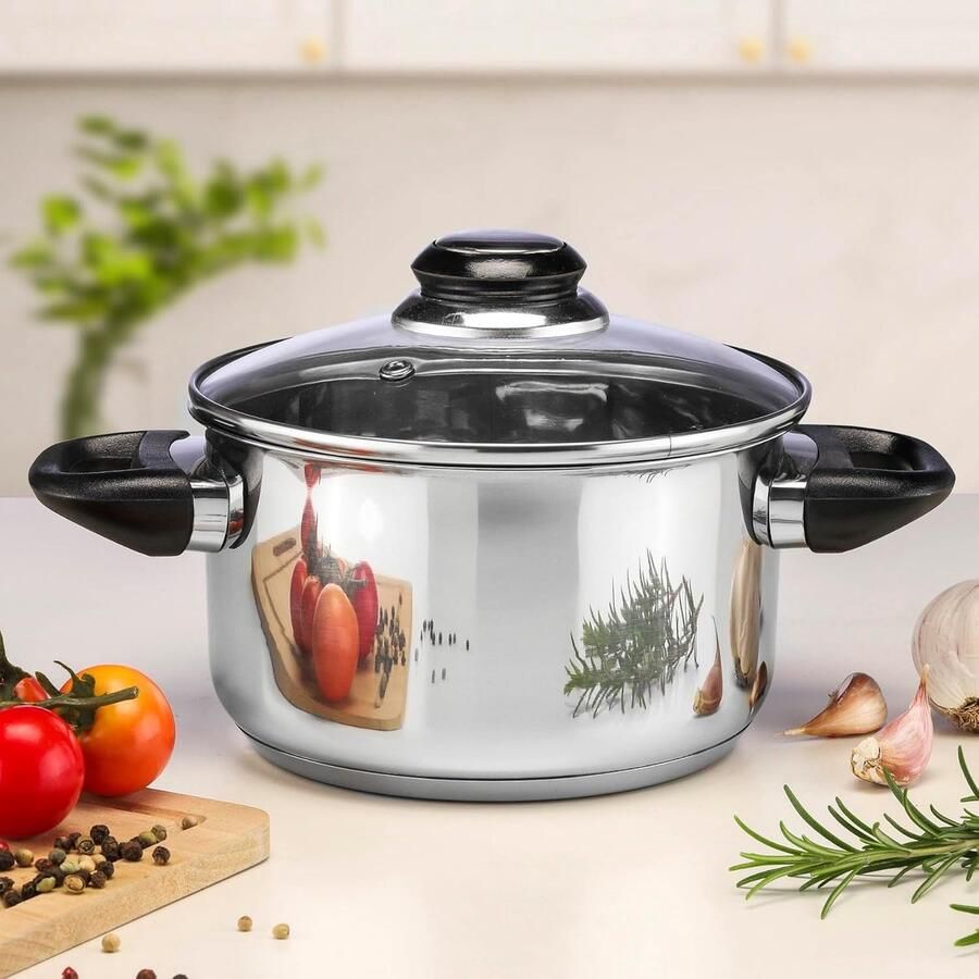 Kookpan RVS Steelpan Inductie Dagelijks Koken 3-laags Bodem 16 cm Diameter Zilver