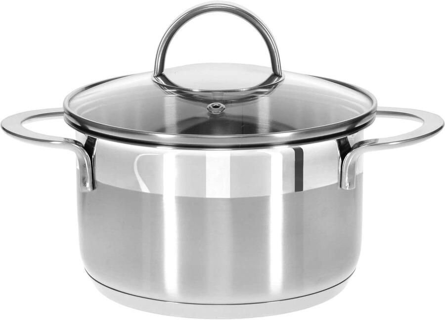 Kookpan RVS Steelpan met deksel Sauzen Maken Ingebouwde Maatvoering 16 cm 1.5 Liter Zilverkleurig