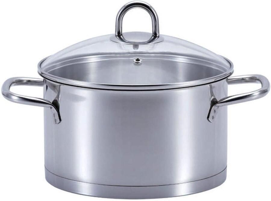 Kookpan RVS Steelpan Sauspan Gezond Koken Dubbele Sandwich Bodem Ø 24 cm 3 Liter Zilver