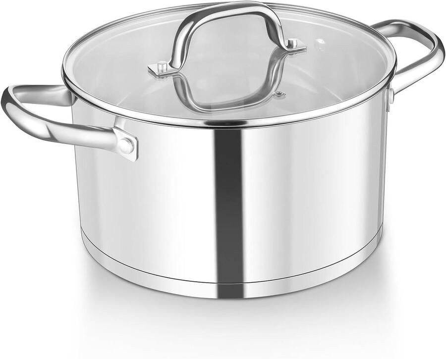 Kookpan RVS Stoofpan Pan Mee Koken Duurzaam Materiaal 20 cm Zilverkleurig