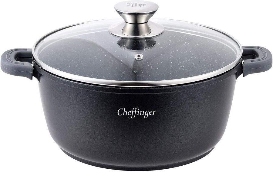 Kookpan Soeppan pan Gerechten bereiden Gegoten aluminium Ø 32cm Zwart